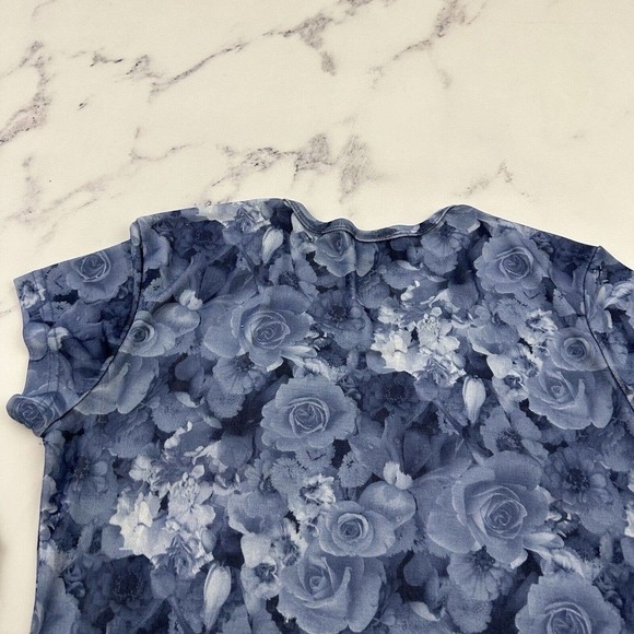 Uncivilized Womens Vintage Y2k Mini Dress Size L Blue Gray Rose Floral Shift - Picture 7 of 9